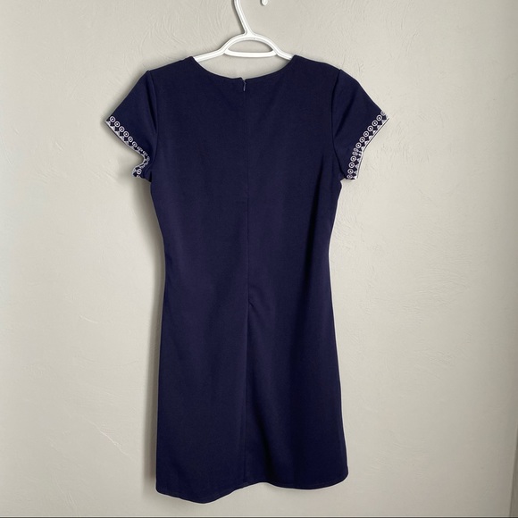 UNICA HIJA Navy Blue Dress Mandala Embroidered Design Short Sleeves - Picture 2 of 11